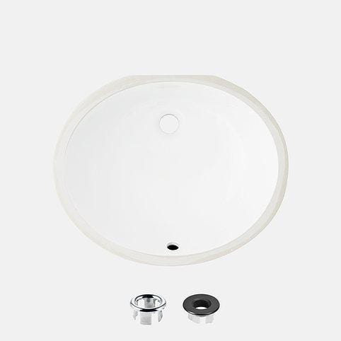 STYLISH 19 inch Oval Undermount Ceramic Bathroom Sink with 2 Overflow Finishes-P-206