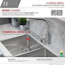 Load image into Gallery viewer, 33 in Double Bowl 60/40 Reversible Undermount Kitchen Sink, 16 Gauge Stainless Steel with Grids and Basket Strainers, by Stylish S-322XG Beryl