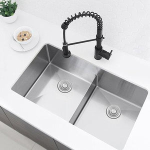 32 in Double Bowl Kitchen Sink, 16 Gauge Stainless Steel with Grids and Basket Strainers, by Stylish S-321XG Ample