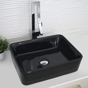 STYLISH® 18 inch Black Rectangular Ceramic Vessel Bathroom Sink-P-223N