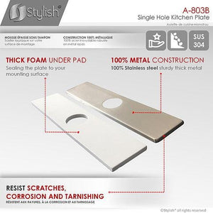 10" Kitchen Deck Plate Brushed Nickel Finish Square Shape by Stylish A-803B