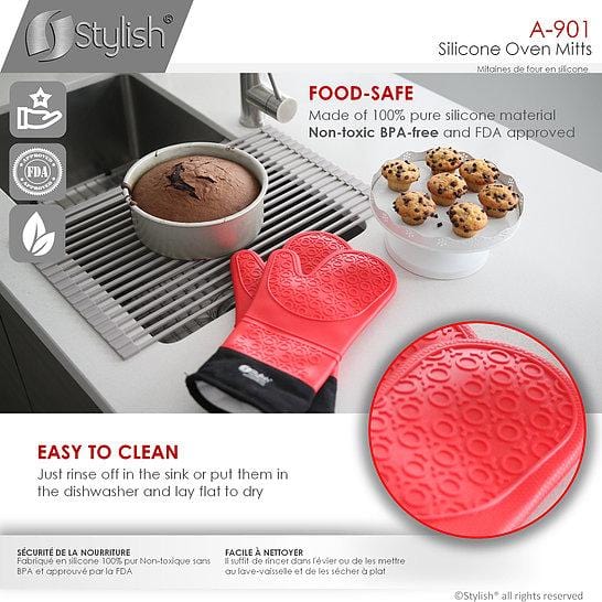 Silicone Gloves Kitchen Dishwashing Gadgets Non-Slip Heatproof