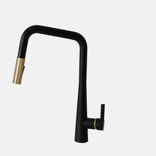 Load image into Gallery viewer, Single Handle Pull Down Kitchen Faucet - Matte Black/Gold Finish by Stylish K-143G