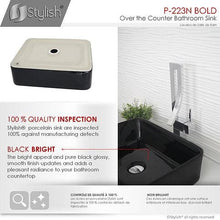 Load image into Gallery viewer, STYLISH® 18 inch Black Rectangular Ceramic Vessel Bathroom Sink-P-223N