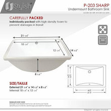 Load image into Gallery viewer, STYLISH 21 inch Rectangular Undermount Ceramic Bathroom Sink with 2 Overflow Finishes
