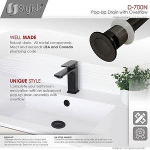 Bathroom Sink Pop-Up Drain with Overflow Brushed Nickel Finish by Stylish - D-700B
