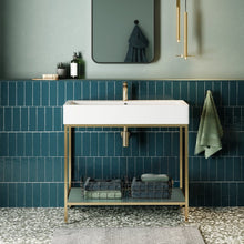Load image into Gallery viewer, Pierre 40 Single, Freestanding, Open Shelf, Chrome Metal Frame Bathroom Vanity