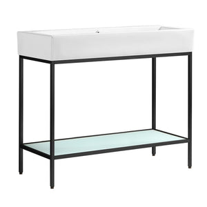 Pierre 40 Single, Freestanding, Open Shelf, Chrome Metal Frame Bathroom Vanity