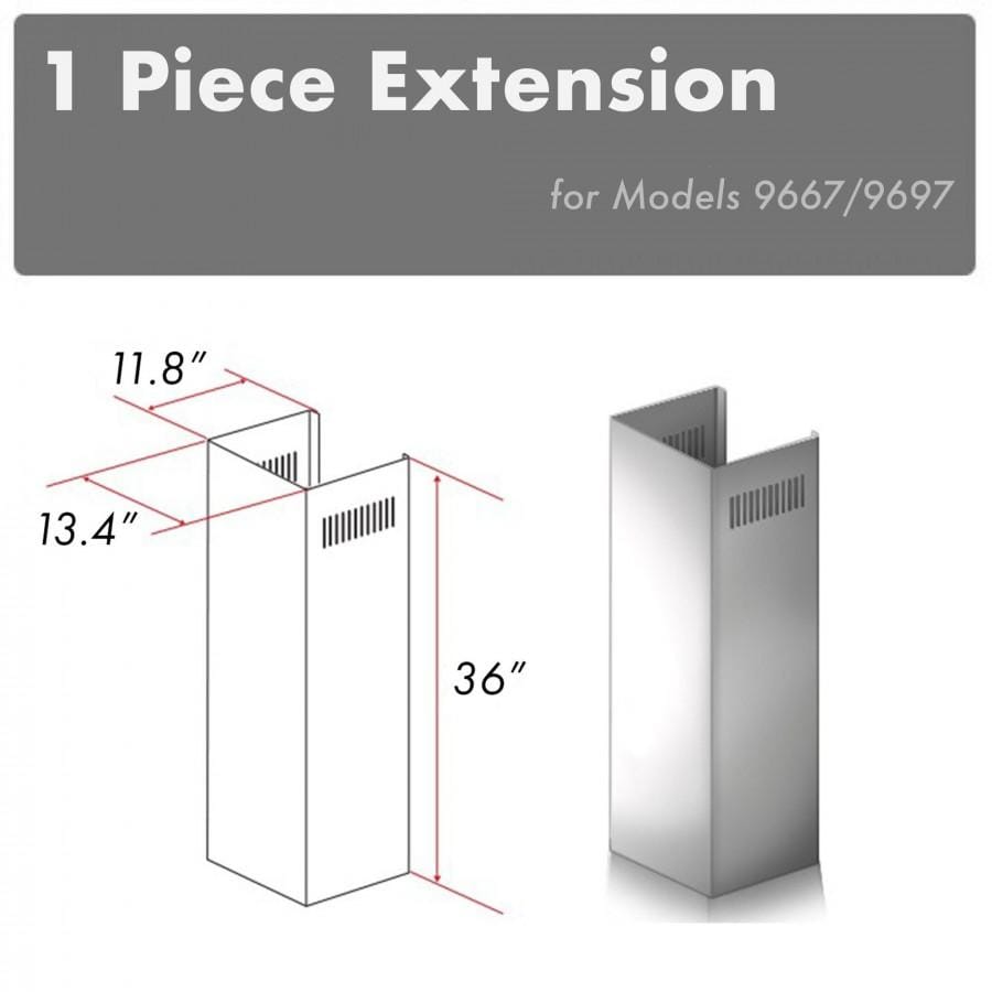 ZLINE 1-36 in. Chimney Extension for 9 ft. to 10 ft. Ceilings (1PCEXT-9667/9697)