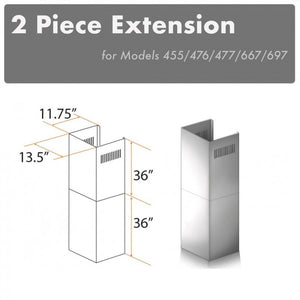 ZLINE 2-36 in. Chimney Extensions for 10 ft. to 12 ft. Ceilings (2PCEXT-455/476/477/667/697)