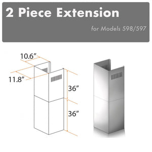 ZLINE 2-36 in. Chimney Extensions for 10 ft. to 12 ft. Ceilings (2PCEXT-587/597)