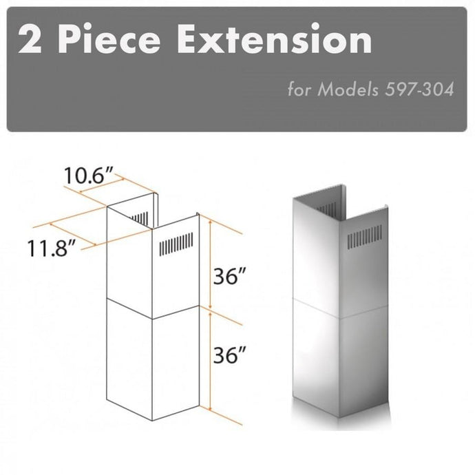 ZLINE 2-36 in. Chimney Extensions for 10 ft. to 12 ft. Ceilings (2PCEXT-597-304)