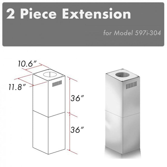 ZLINE 2-36 in. Chimney Extensions for 10 ft. to 12 ft. Ceilings (2PCEXT-597i-304)