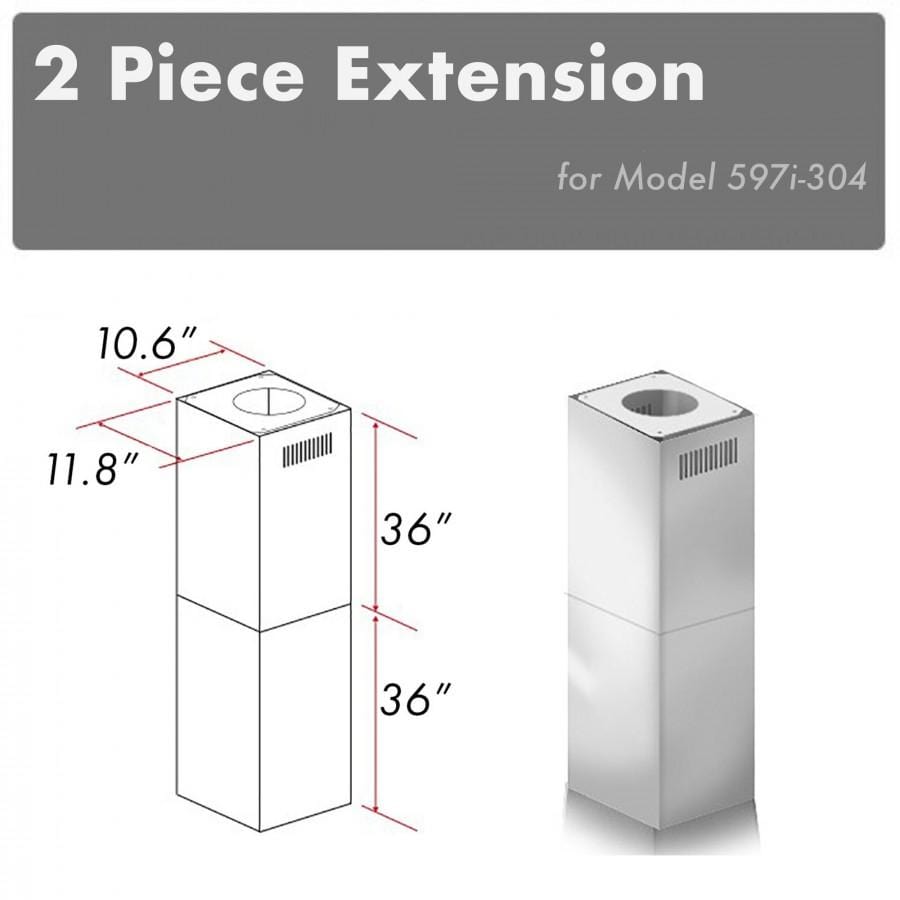ZLINE 2-36 in. Chimney Extensions for 10 ft. to 12 ft. Ceilings (2PCEXT-GL14i)