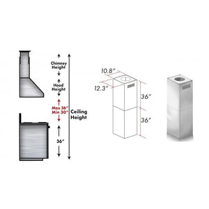 ZLINE 2-36 in. Chimney Extensions for 10 ft. to 12 ft. Ceilings (2PCEXT-GL14i)