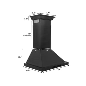 ZLINE Convertible Vent Wall Mount Range Hood in Black Stainless Steel with Crown Molding