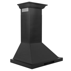 ZLINE Convertible Vent Wall Mount Range Hood in Black Stainless Steel with Crown Molding