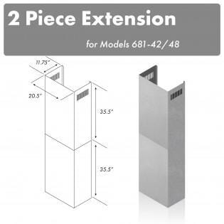 ZLINE 71 in. Stainless Steel Extended Chimney (2PCEXT-681-42/48)