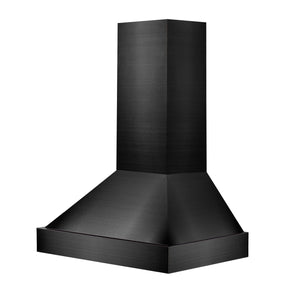 Wall Mount Range Hood in Black Stainless with Crown Molding