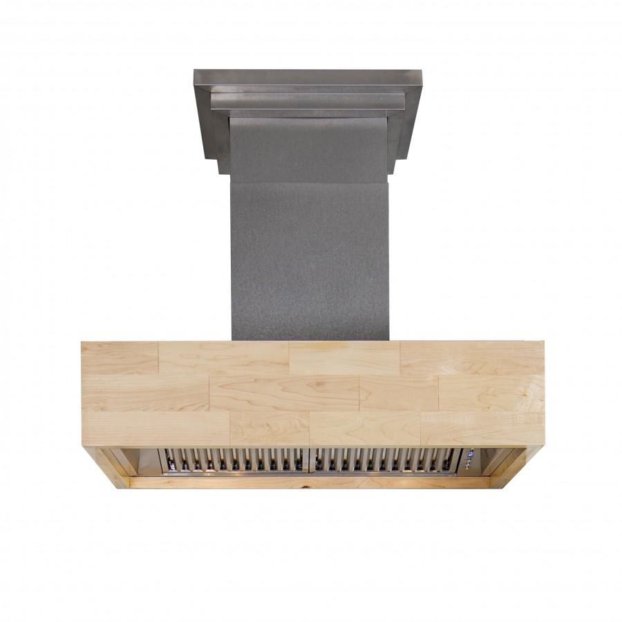 ZLINE Dual Remote Blower Designer Series Wooden Wall Mount Range Hood in Butcher Block