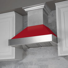 Load image into Gallery viewer, ZLINE Ducted DuraSnow® Stainless Steel Range Hood with Red Gloss Shell (8654RG)