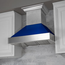 Load image into Gallery viewer, ZLINE Ducted DuraSnow® Stainless Steel Range Hood with Blue Gloss Shell (8654BG)