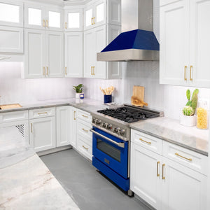 ZLINE Ducted DuraSnow® Stainless Steel Range Hood with Blue Gloss Shell (8654BG)