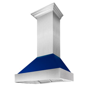 ZLINE Ducted DuraSnow® Stainless Steel Range Hood with Blue Gloss Shell (8654BG)