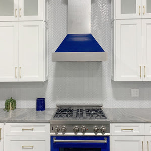 ZLINE Ducted DuraSnow® Stainless Steel Range Hood with Blue Gloss Shell (8654BG)