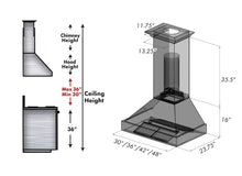 Load image into Gallery viewer, ZLINE Ducted DuraSnow® Stainless Steel Range Hood with Blue Gloss Shell (8654BG)