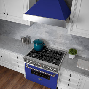 ZLINE Ducted DuraSnow® Stainless Steel Range Hood with Blue Matte Shell (8654BM)