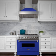 Load image into Gallery viewer, ZLINE Ducted DuraSnow® Stainless Steel Range Hood with Blue Matte Shell (8654BM)