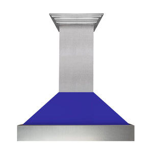 ZLINE Ducted DuraSnow® Stainless Steel Range Hood with Blue Matte Shell (8654BM)