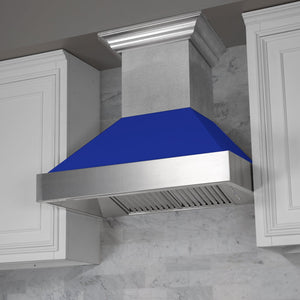 ZLINE Ducted DuraSnow® Stainless Steel Range Hood with Blue Matte Shell (8654BM)