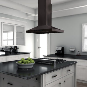 ZLINE Convertible Vent Island Mount Range Hood in Black Stainless Steel