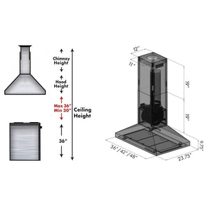 ZLINE Island Mount Range Hood in Stainless Steel