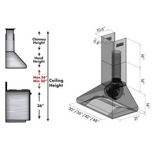 ZLINE Professional Convertible Vent Wall Mount Range Hood in Stainless Steel