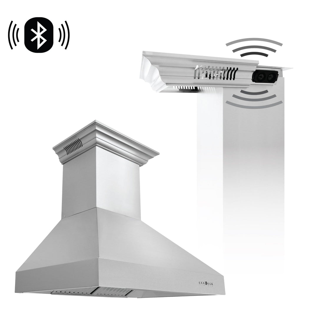 ZLINE Ducted Vent Wall Mount Range Hood in Stainless Steel with Built-in CrownSound™ Bluetooth Speakers