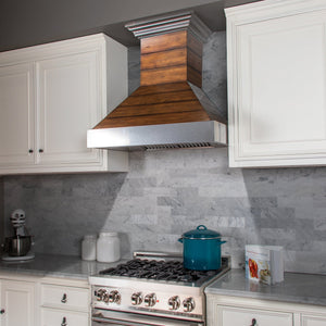 ZLINE Shiplap Wooden Wall Range Hood with Stainless Steel Accent - Includes Motor