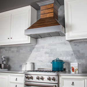 ZLINE Shiplap Wooden Wall Range Hood with Stainless Steel Accent - Includes Motor