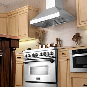ZLINE Professional Convertible Vent Wall Mount Range Hood in Stainless Steel with Crown Molding