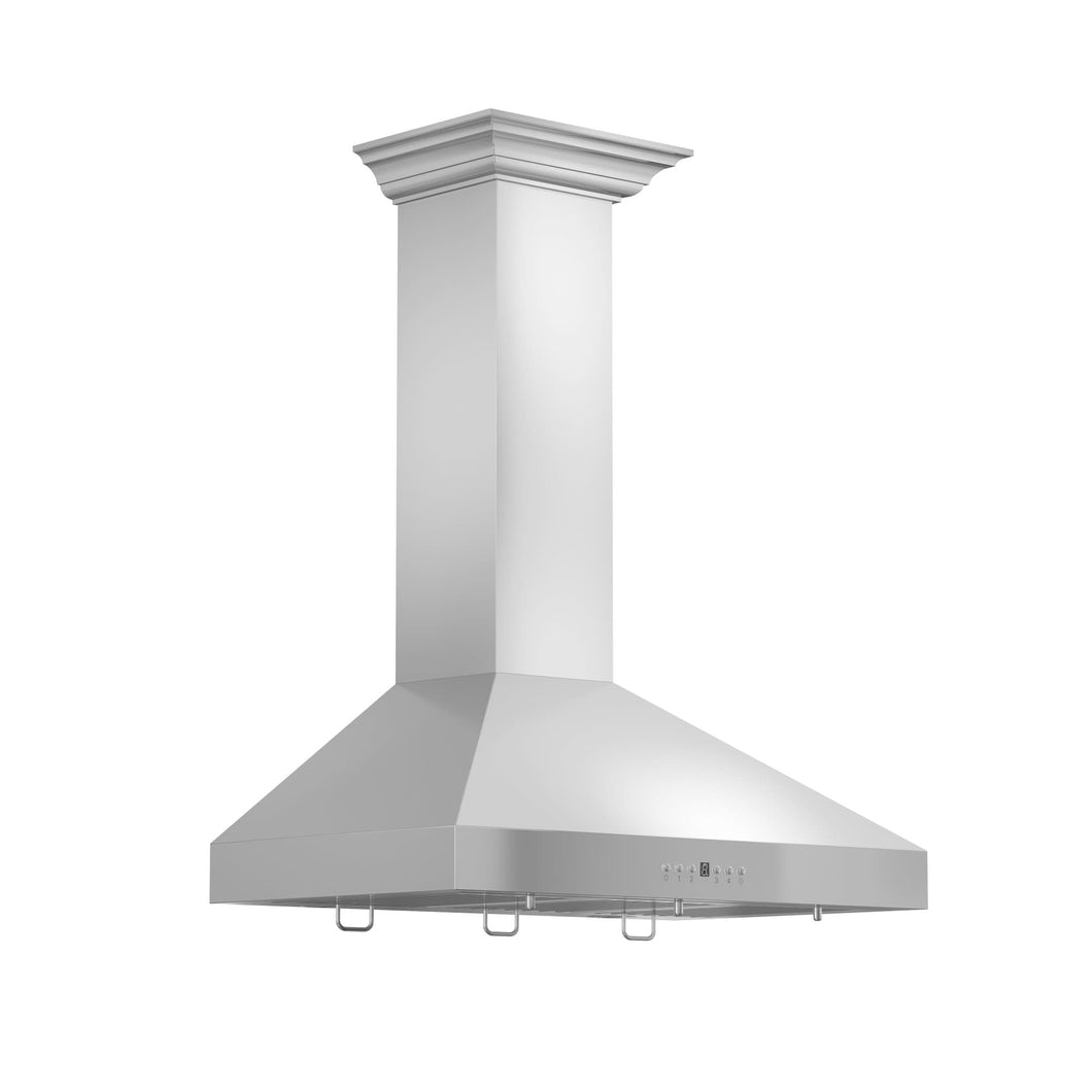 ZLINE Convertible Vent Wall Mount Range Hood in Stainless Steel with Crown Molding