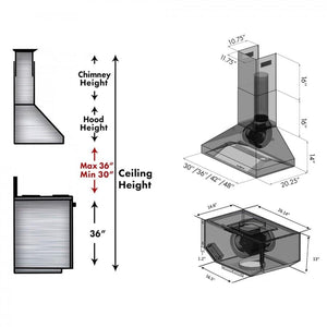 ZLINE Wall Mount Range Hood in Stainless Steel - Includes Remote Blower