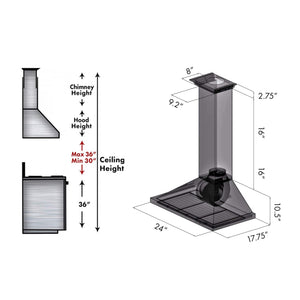 ZLINE Convertible Vent Wall Mount Range Hood in Stainless Steel with Crown Molding