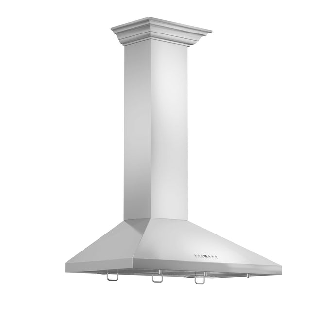 ZLINE Convertible Vent Wall Mount Range Hood in Stainless Steel with Crown Molding