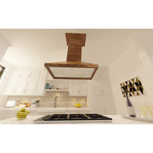 Load image into Gallery viewer, ZLINE Ducted Wooden Island Mount Range Hood in Walnut with Remote Motor