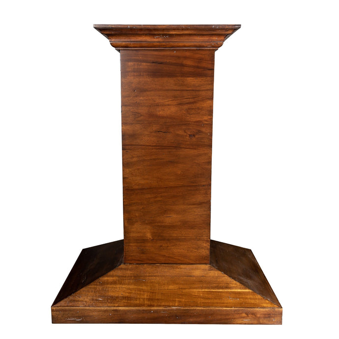 ZLINE Ducted Wooden Island Mount Range Hood in Walnut with Remote Motor