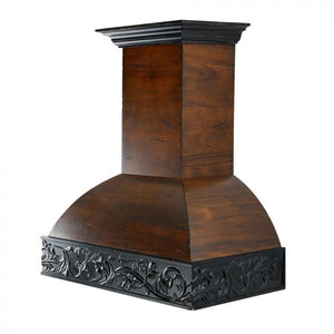 ZLINE Wooden Wall Mount Range Hood in Antigua and Walnut - Includes Dual Remote Motor