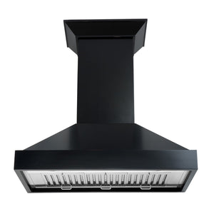 ZLINE Ducted Wooden Wall Mount Range Hood in Black with Remote Motor