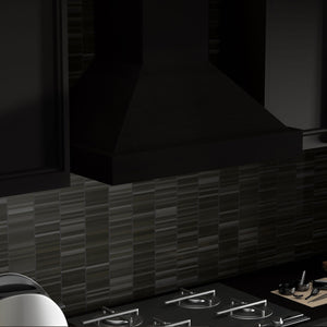 ZLINE Ducted Wooden Wall Mount Range Hood in Black with Remote Motor